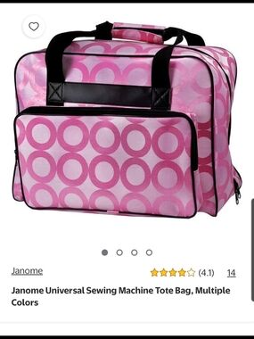 Janome Pink Circle Pattern Sewing Machine Tote Bag